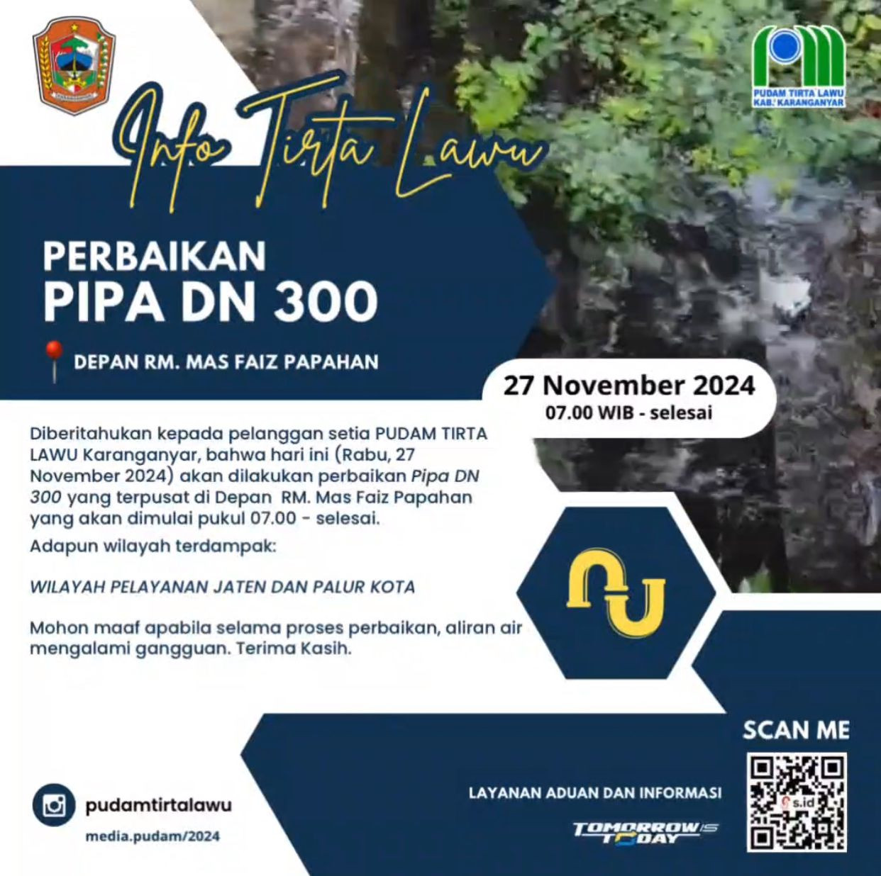 PEMBERITAHUAN WILAYAH PELAYANAN JATEN DAN PALUR KOTA