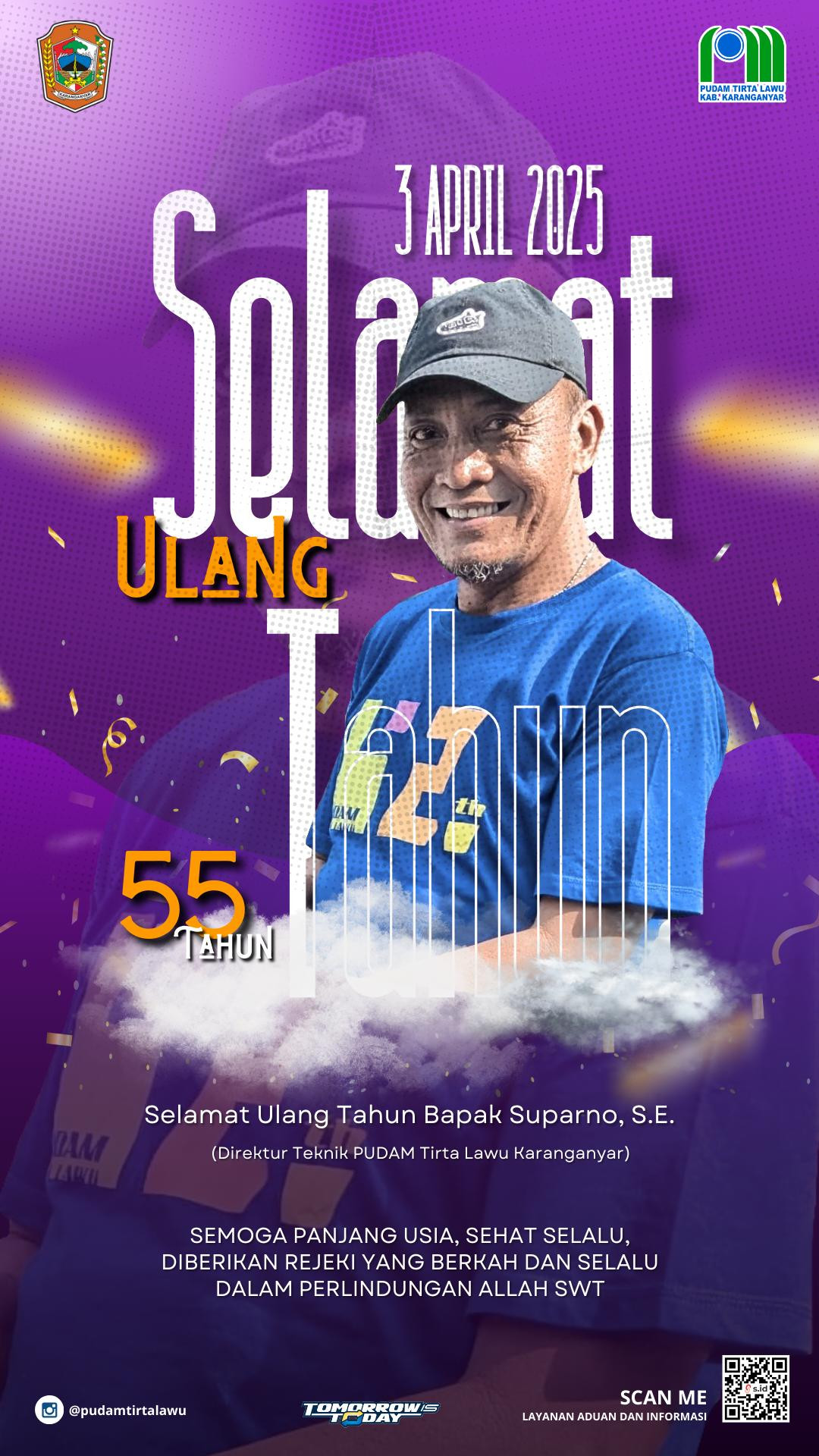 SELAMAT ULANG TAHUN BAPAK SUPARNO, S.E. (DIREKTUR TEKNIK PUDAM TIRTA LAWU)