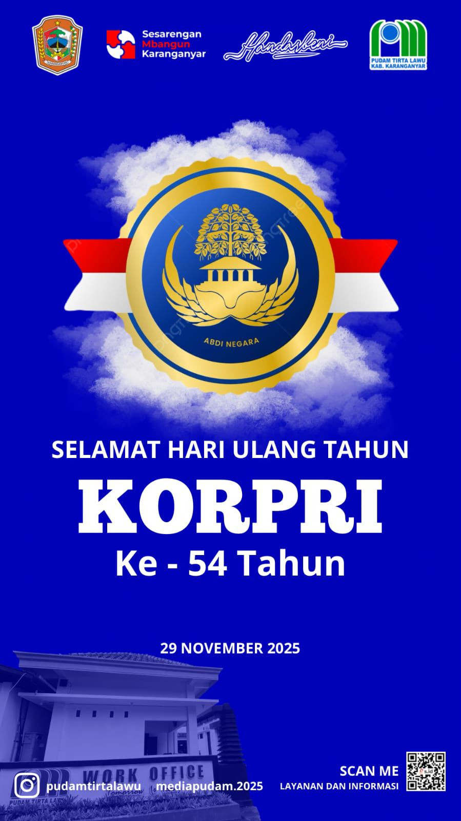 PUDAM TIRTA LAWU PERINGATI HARI ULANG TAHUN KORPRI KE-54