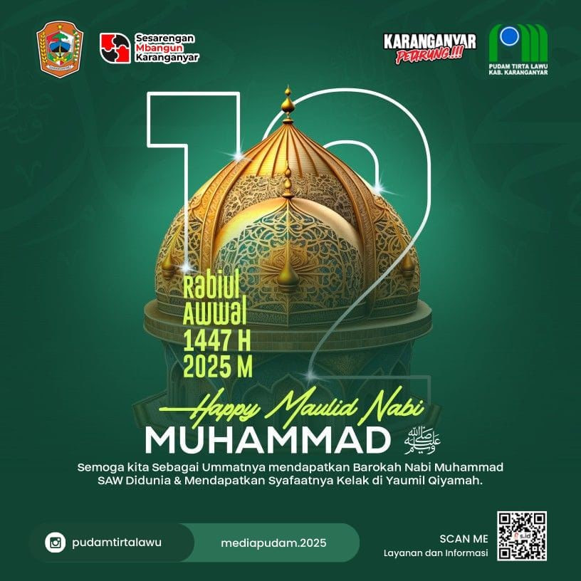 PUDAM TIRTA LAWU KARANGANYAR UCAPKAN SELAMAT MEMPERINGATI MAULID NABI MUHAMMAD SAW 1447 H / 2025 M