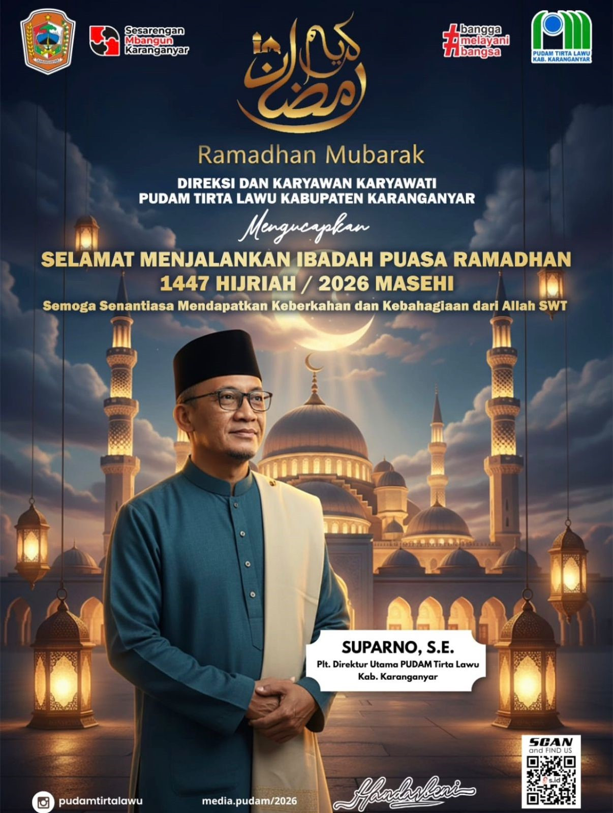 PUDAM TIRTA LAWU KARANGANYAR UCAPKAN SELAMAT MENJALANKAN IBADAH PUASA RAMADHAN 1447 H / 2026 M