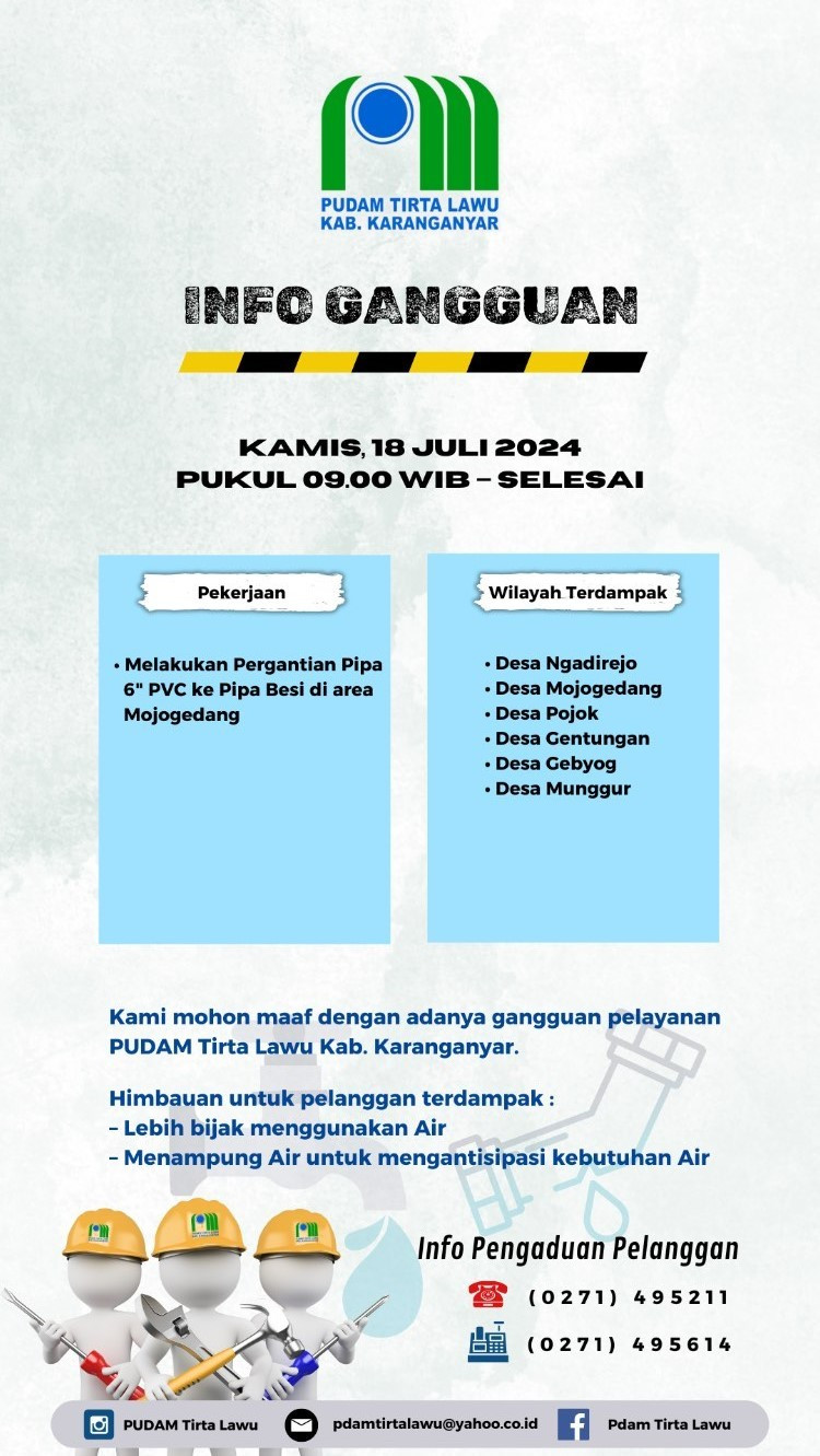 PEMBERITAHUAN WILAYAH PELAYANAN MOJOGEGANG DAN SEKITARNYA